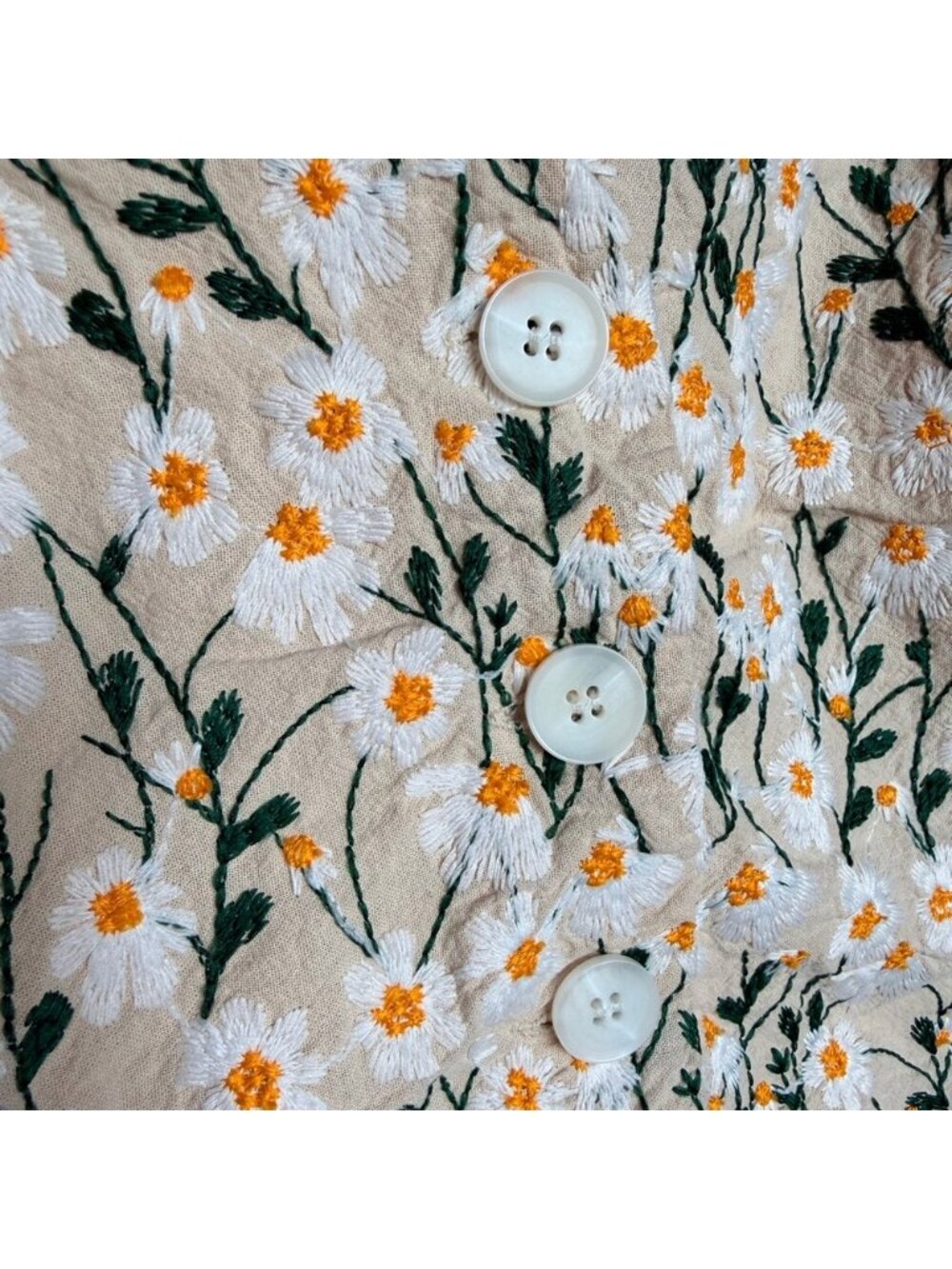 Floral Embroidered V-Neck Crop Top Vest - Picture 2 of 4